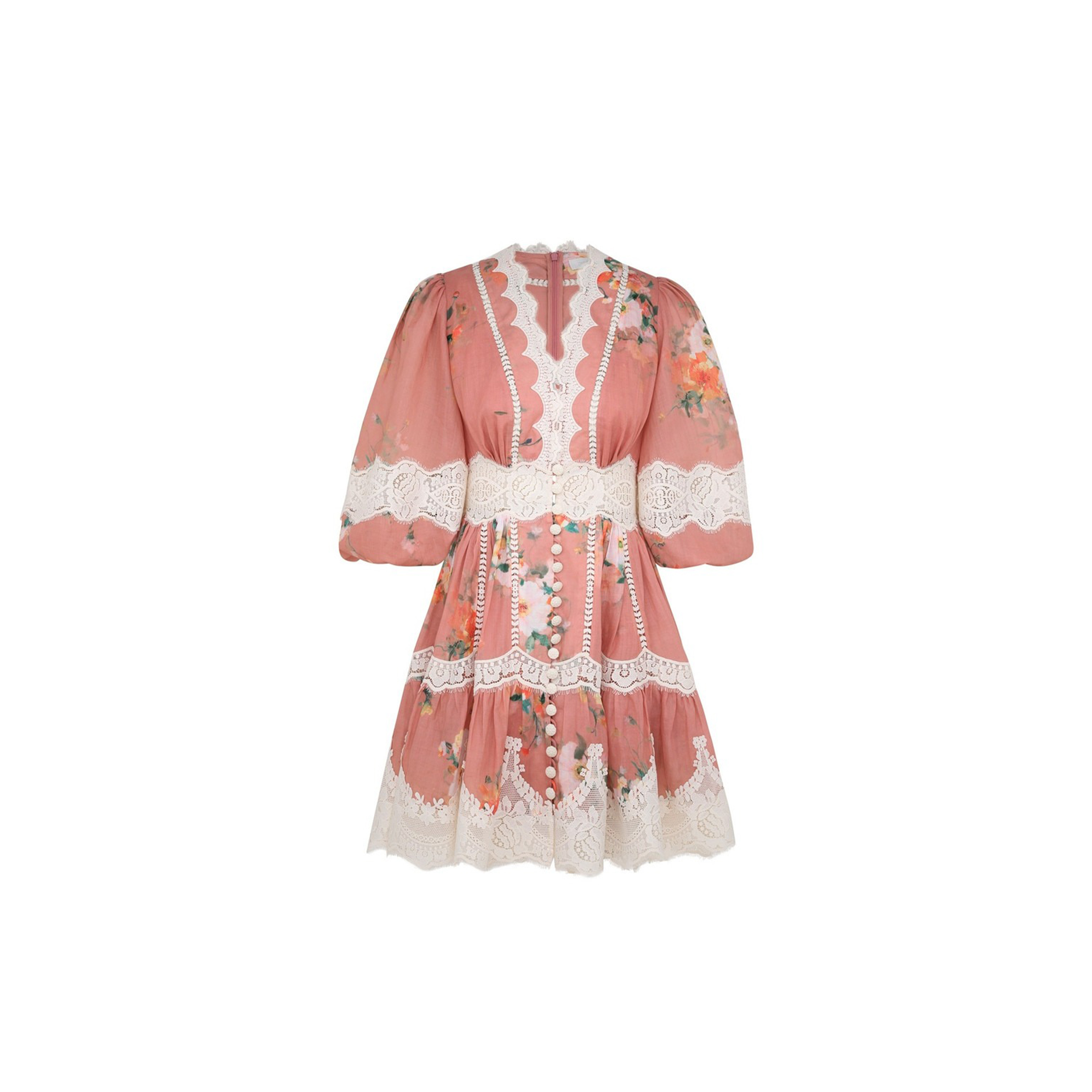 ZIMMERMANN EVERLEY LACE TRIM MINI DRESS 